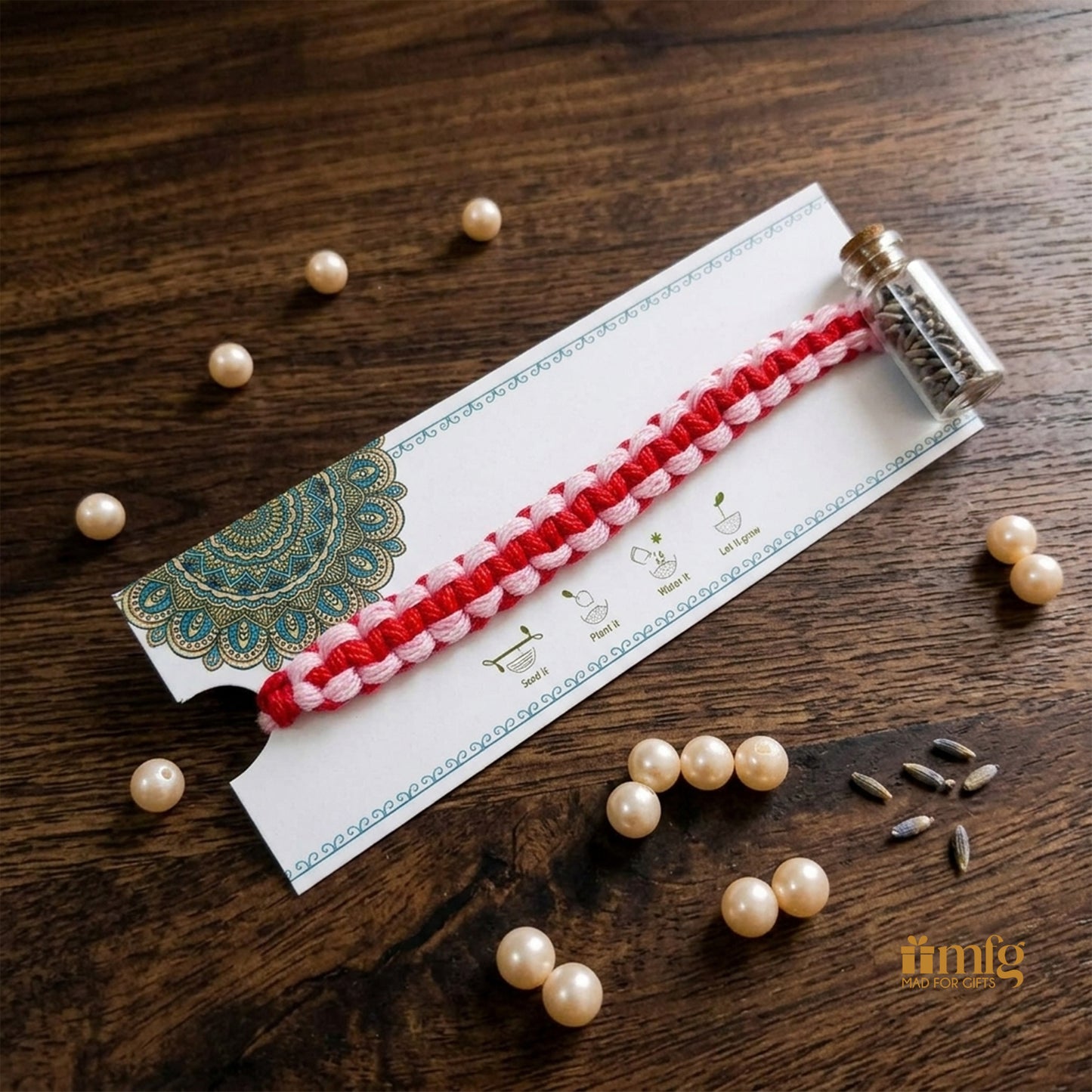Eco-Friendly Red & Light Pink Braided Seed Rakhi