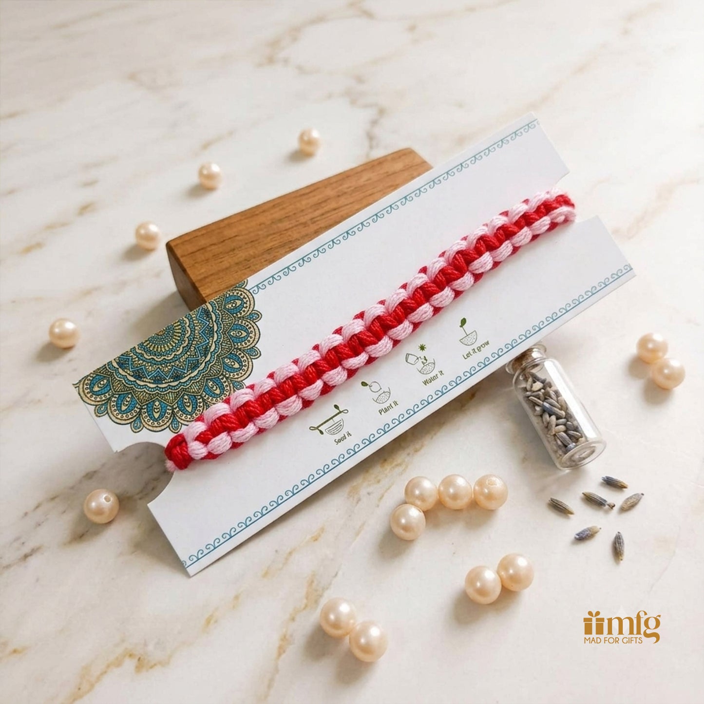 Eco-Friendly Red & Light Pink Braided Seed Rakhi