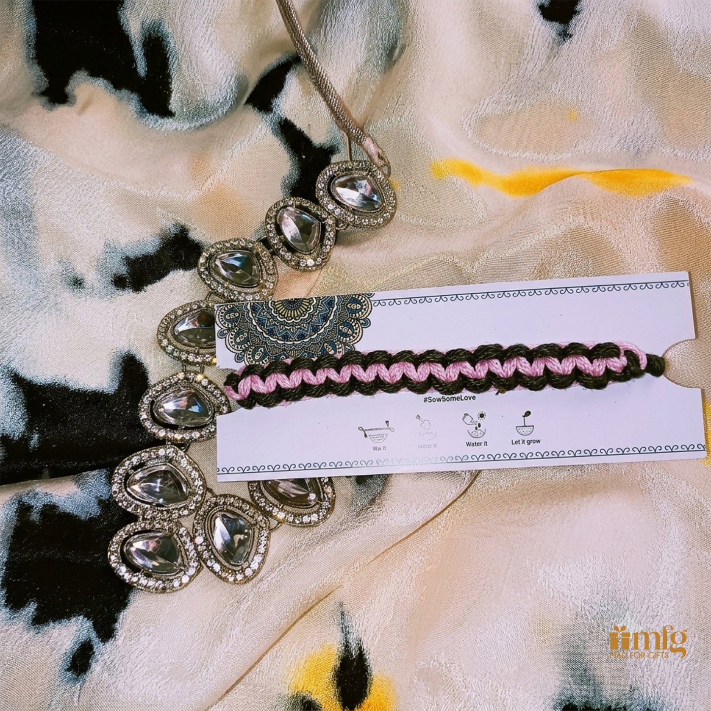Classic Pink Black Cotton Seed Rakhi