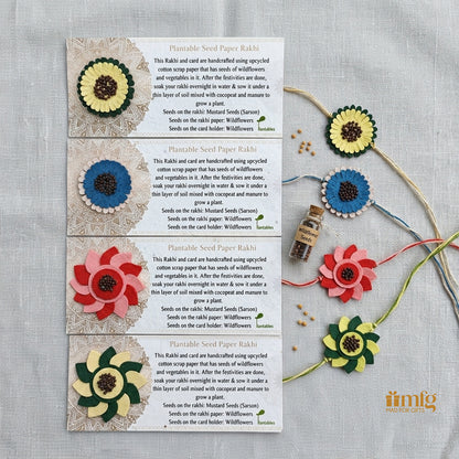 Lotus Garden & Lime Blossom Plantable Rakhi Set Of 4
