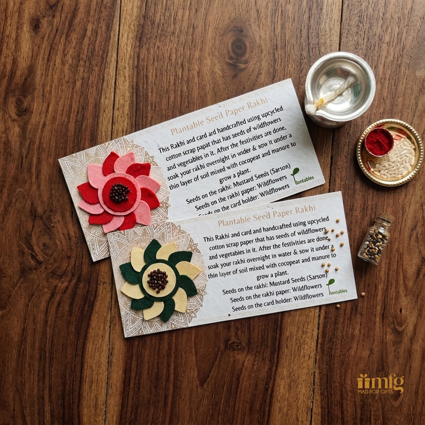 Lotus Garden & Lime Blossom Plantable Rakhi Set Of 4