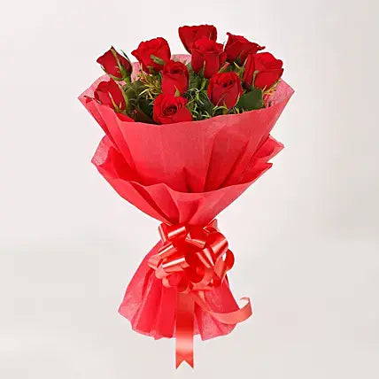 Chocolate Cake & Red Roses Bouquet