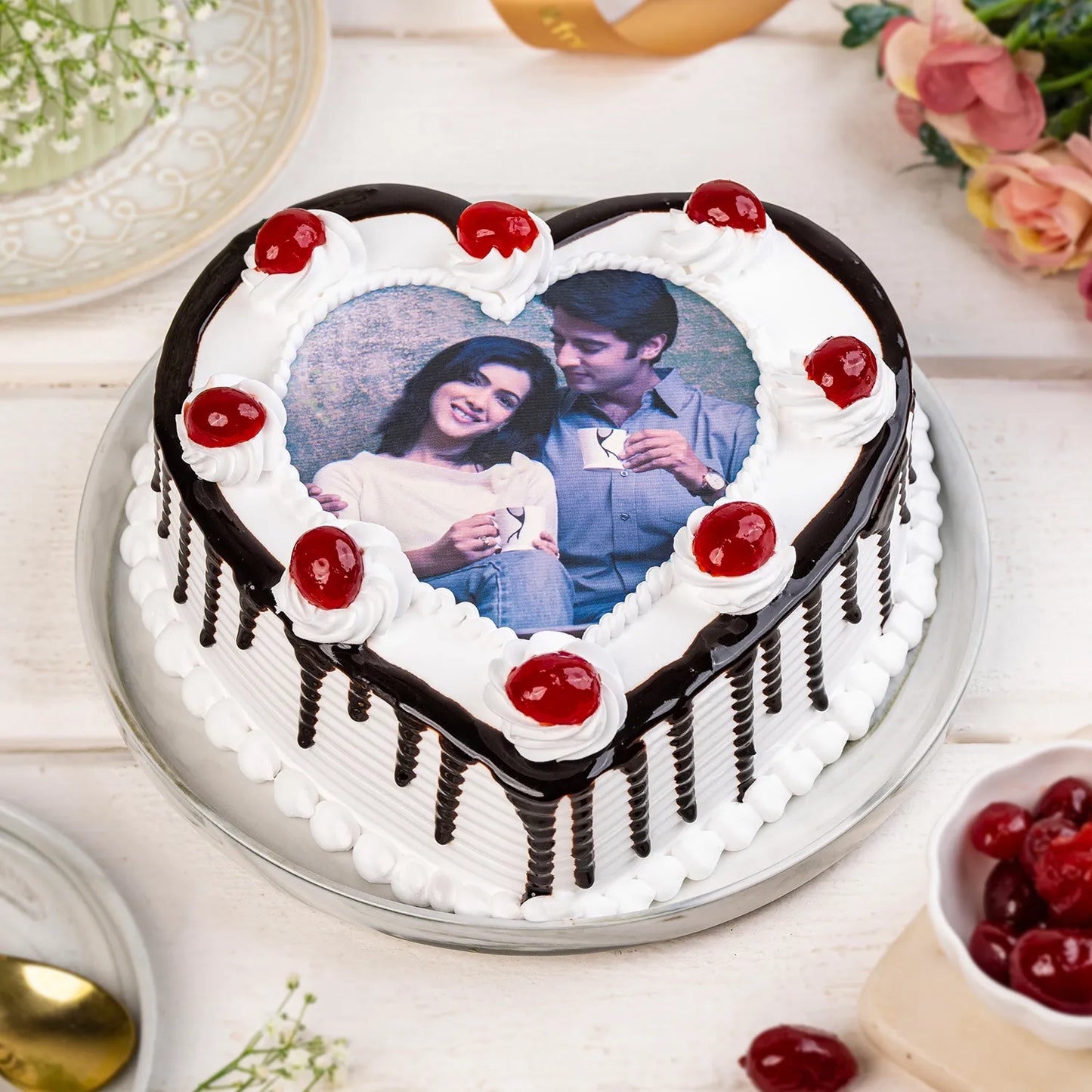 Heart Shaped Personalized Photo Cake