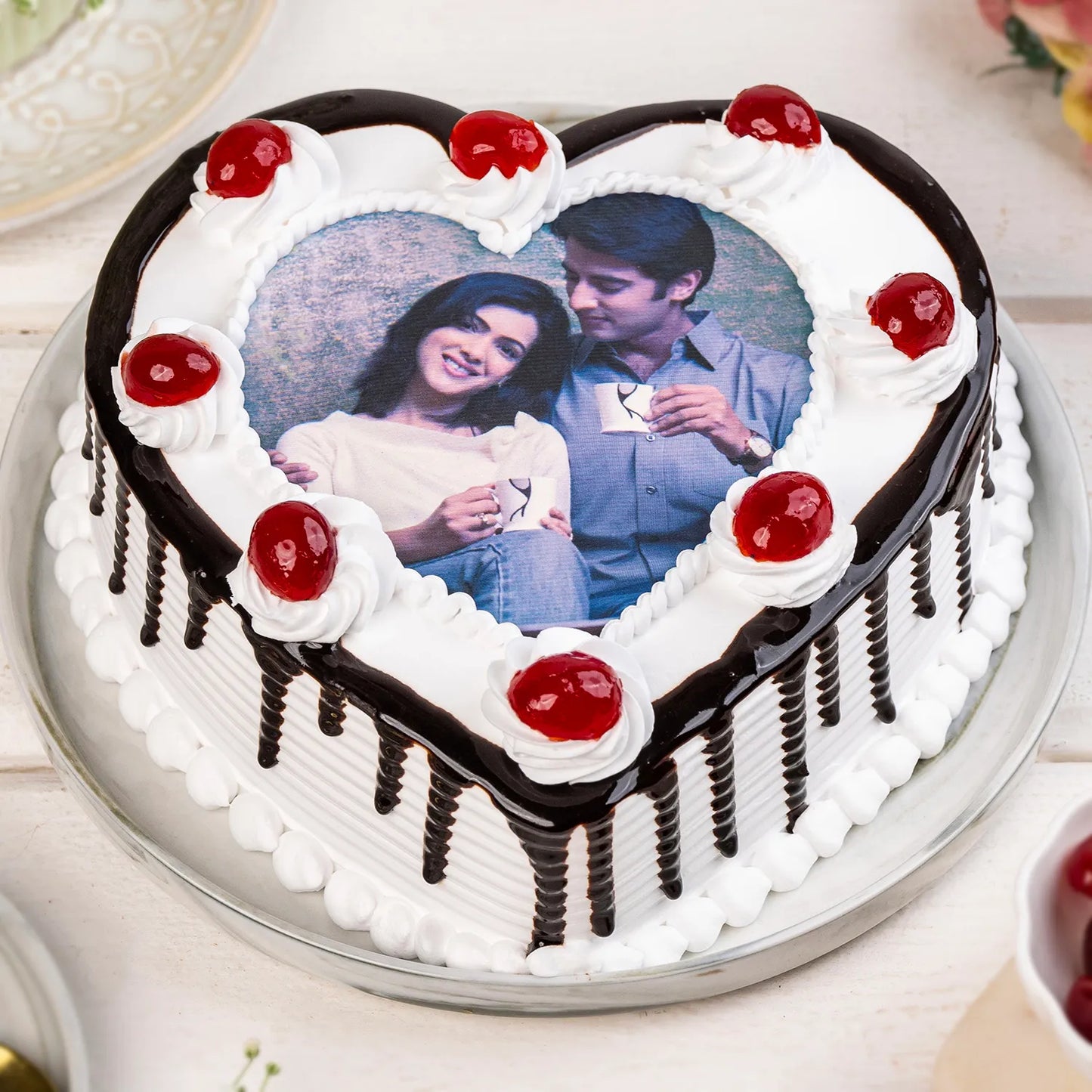 Heart Shaped Personalized Photo Cake