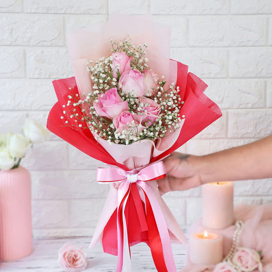 Clad In Pink Roses Bunch