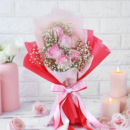 Clad In Pink Roses Bunch