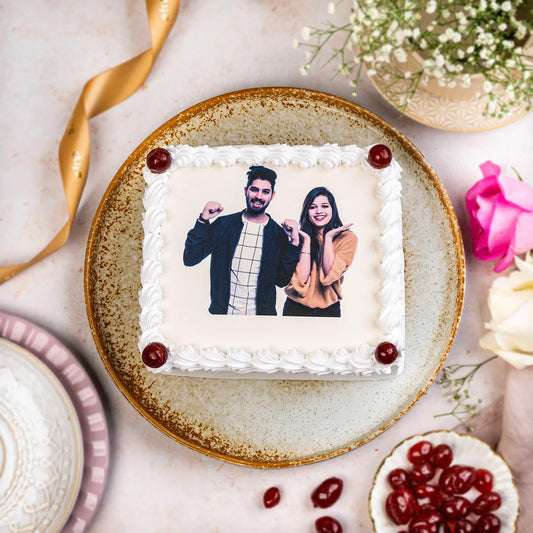 Pineapple Photo Cream Square Cake
