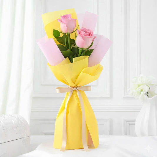 Soft pink roses in delicate wrapping