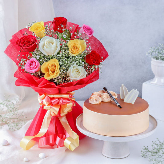 Rosey Delight Bouquet N Luscious Cake