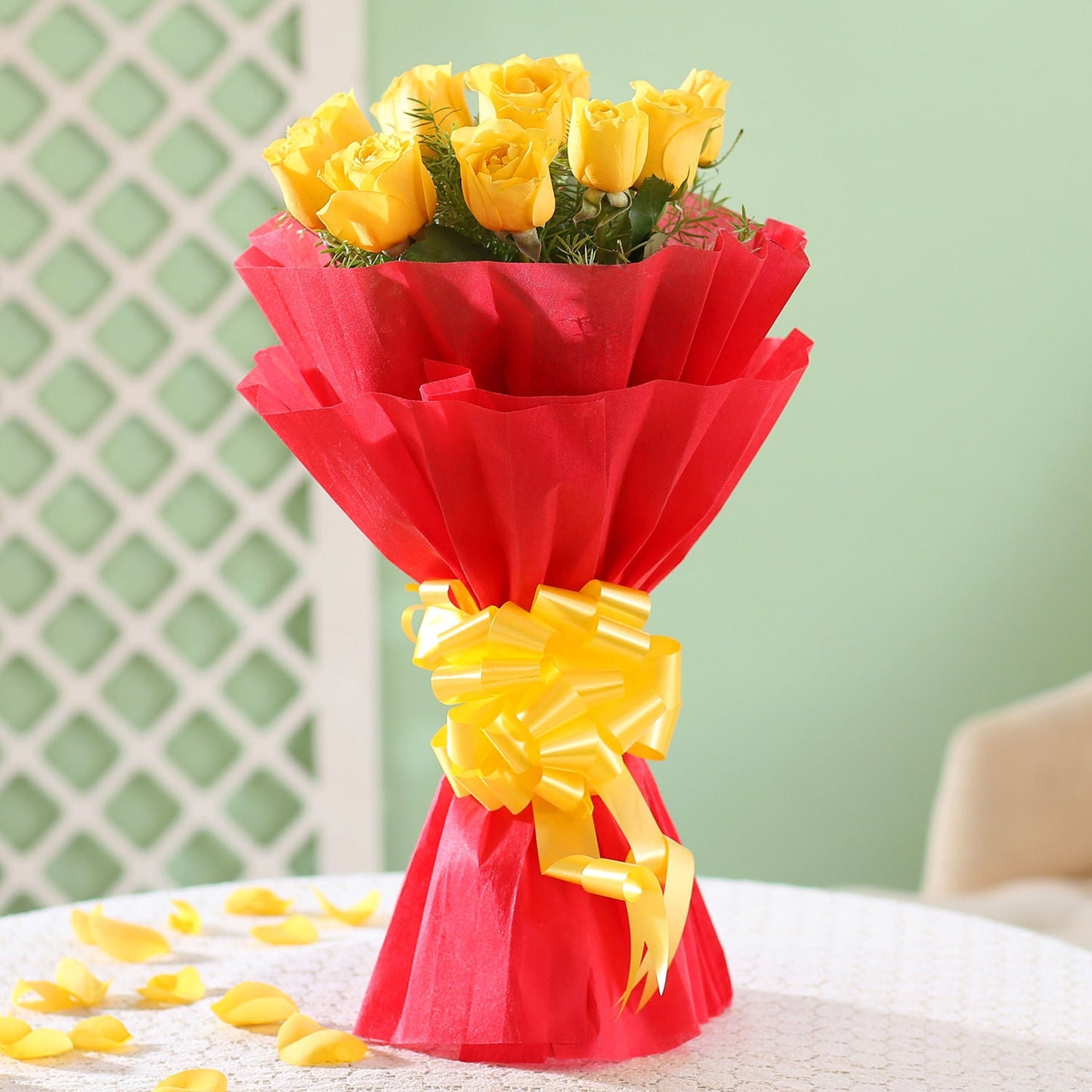 Serene Yellow Roses Bunch